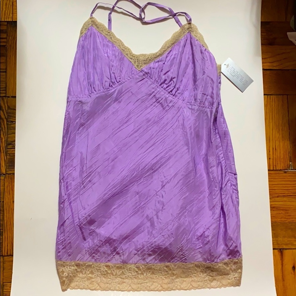 NWT DKNY Jeans purple silk top w/ zipper size: 10